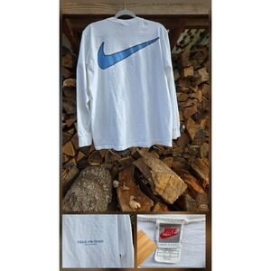 Vintage NIKE Swoosh Cotton T-Shirt Men's‎ Large Blue Nike Swoosh Made In USA